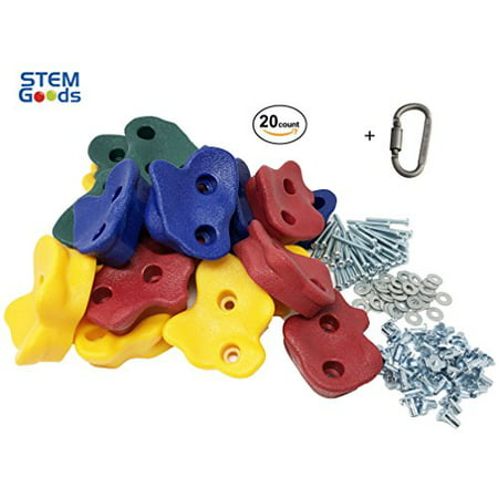20 Premium Large Textured Kids Rock Climbing Wall Holds with Quality 2” Mount...